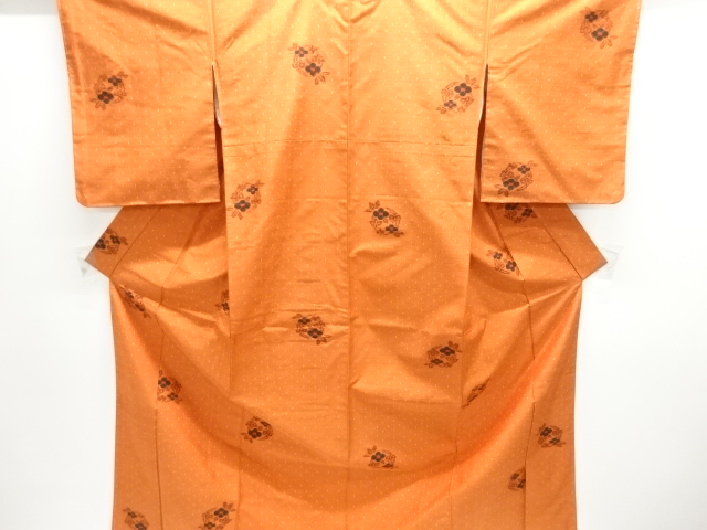 未使用品　花丸紋様織り出し手織り紬着物